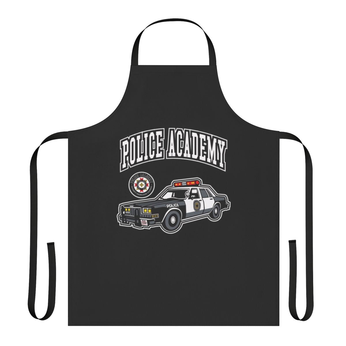 Vintage style apron with Police Academy movie theme