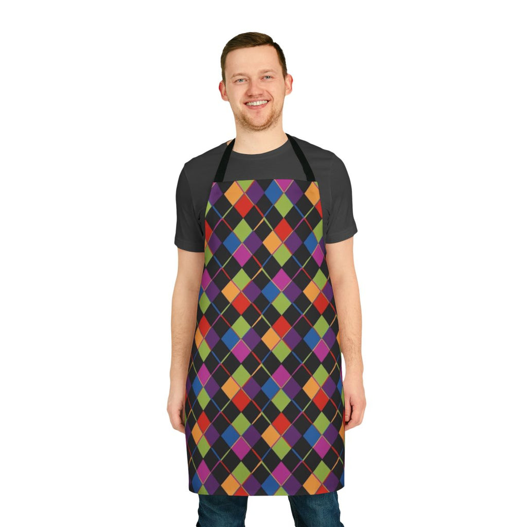 Colorful 1980s-inspired diamond pattern apron