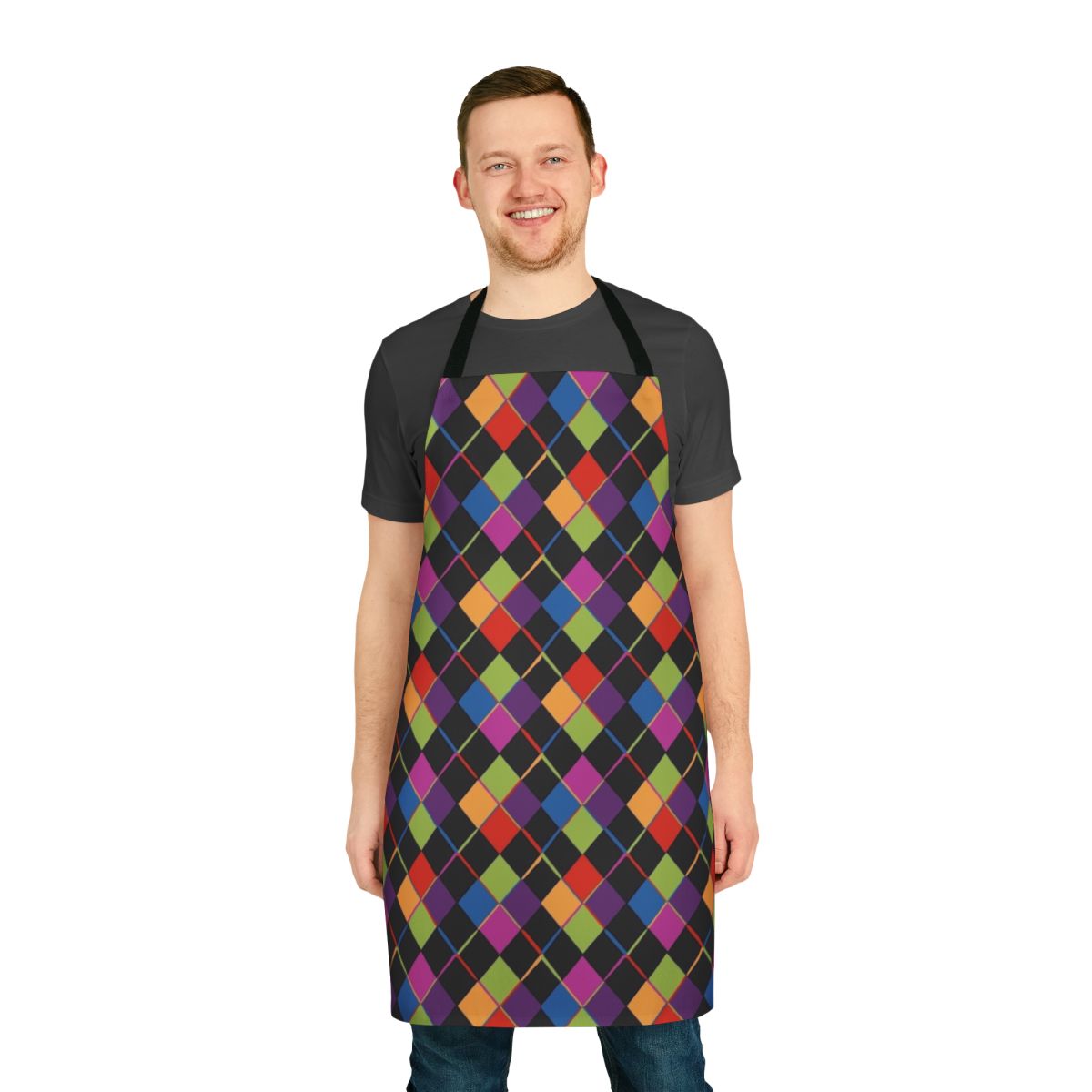 Colorful 1980s-inspired diamond pattern apron