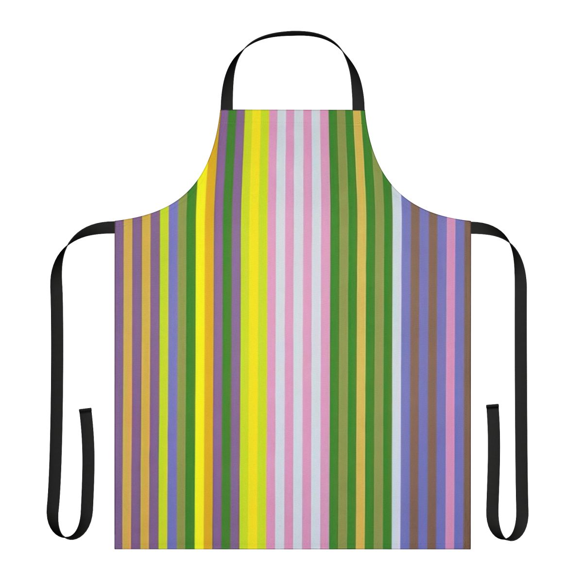 Vibrant abstract art pattern on an apron, inspired by the work of American artist Gene Davis.