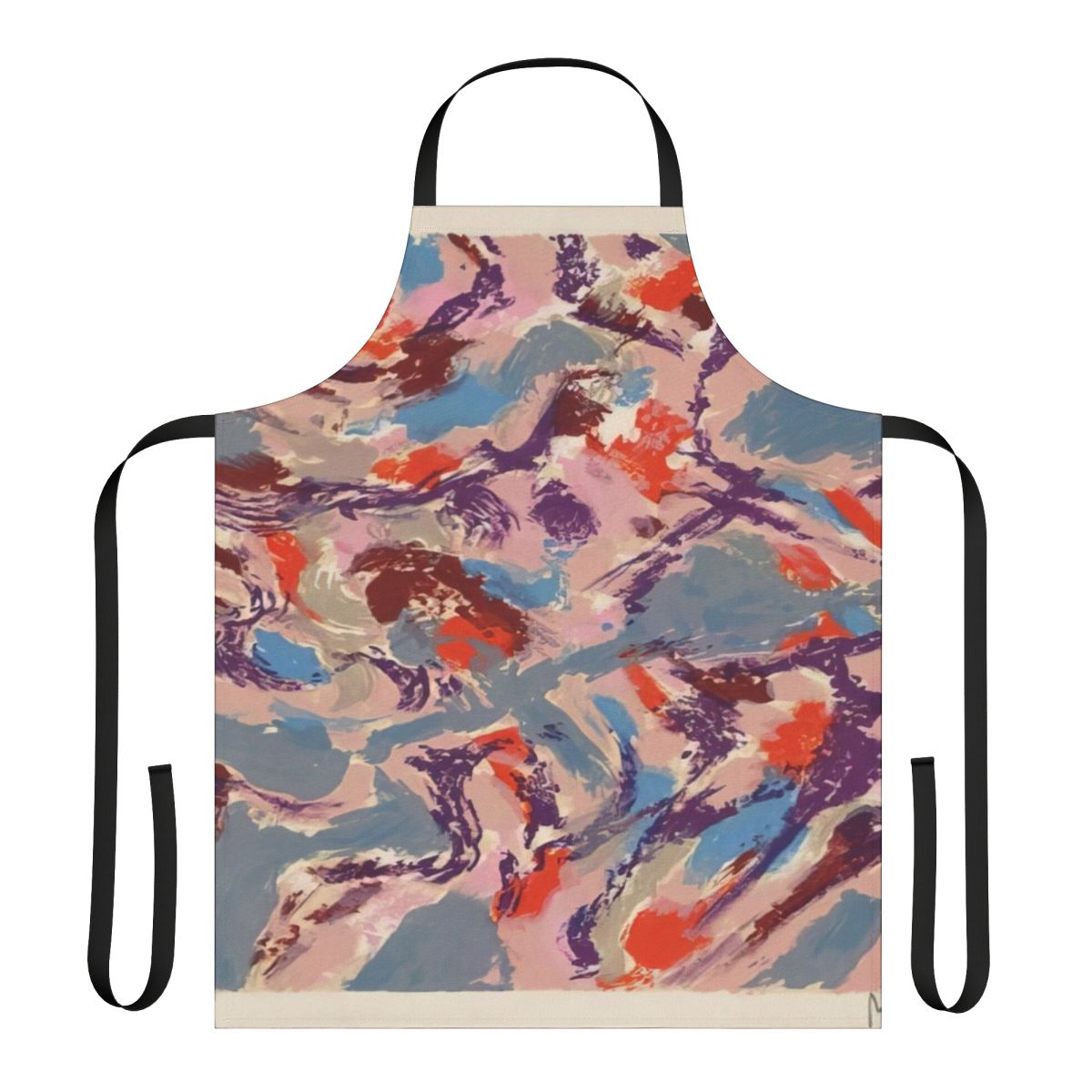 Apron featuring vibrant abstract art in the style of French painter Alfred Manessier