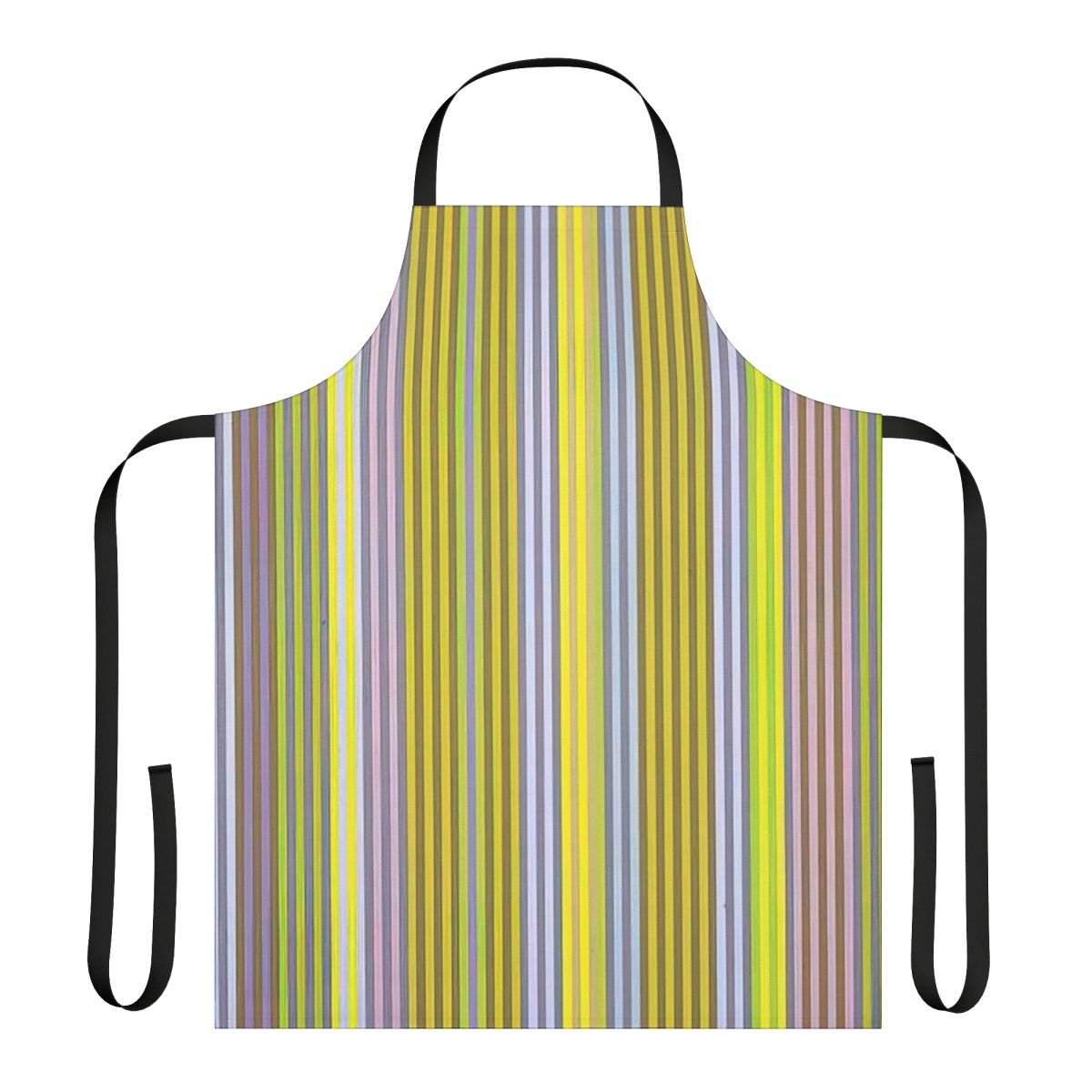 Apron featuring a vibrant abstract painting style inspired by the work of artist Gene Davis