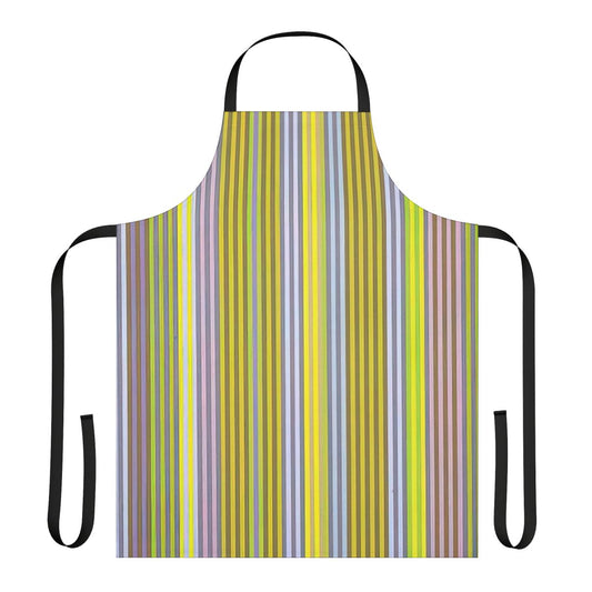 Apron featuring a vibrant abstract painting style inspired by the work of artist Gene Davis