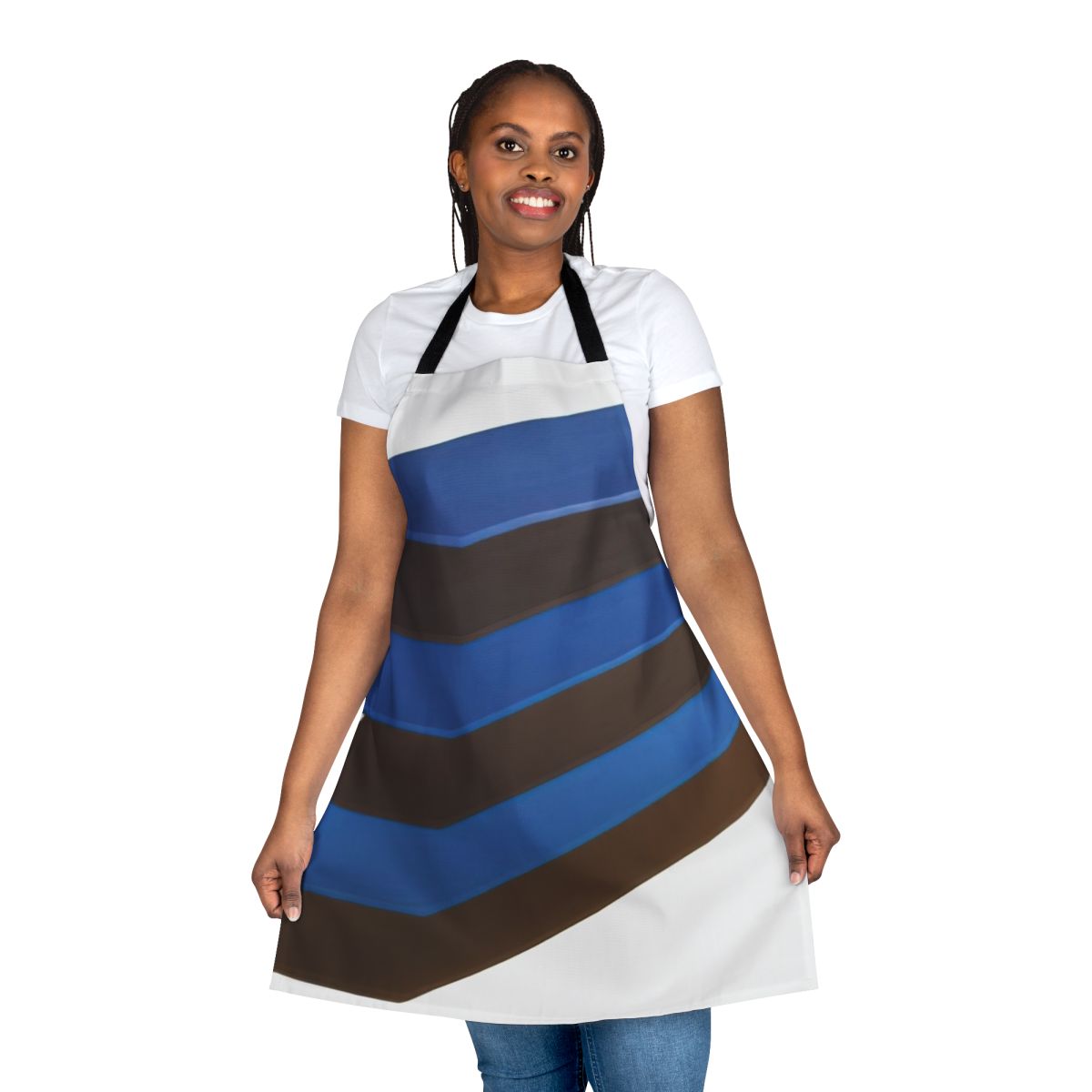 Apron featuring a vibrant abstract design inspired by the color field paintings of American artist Thomas Downing