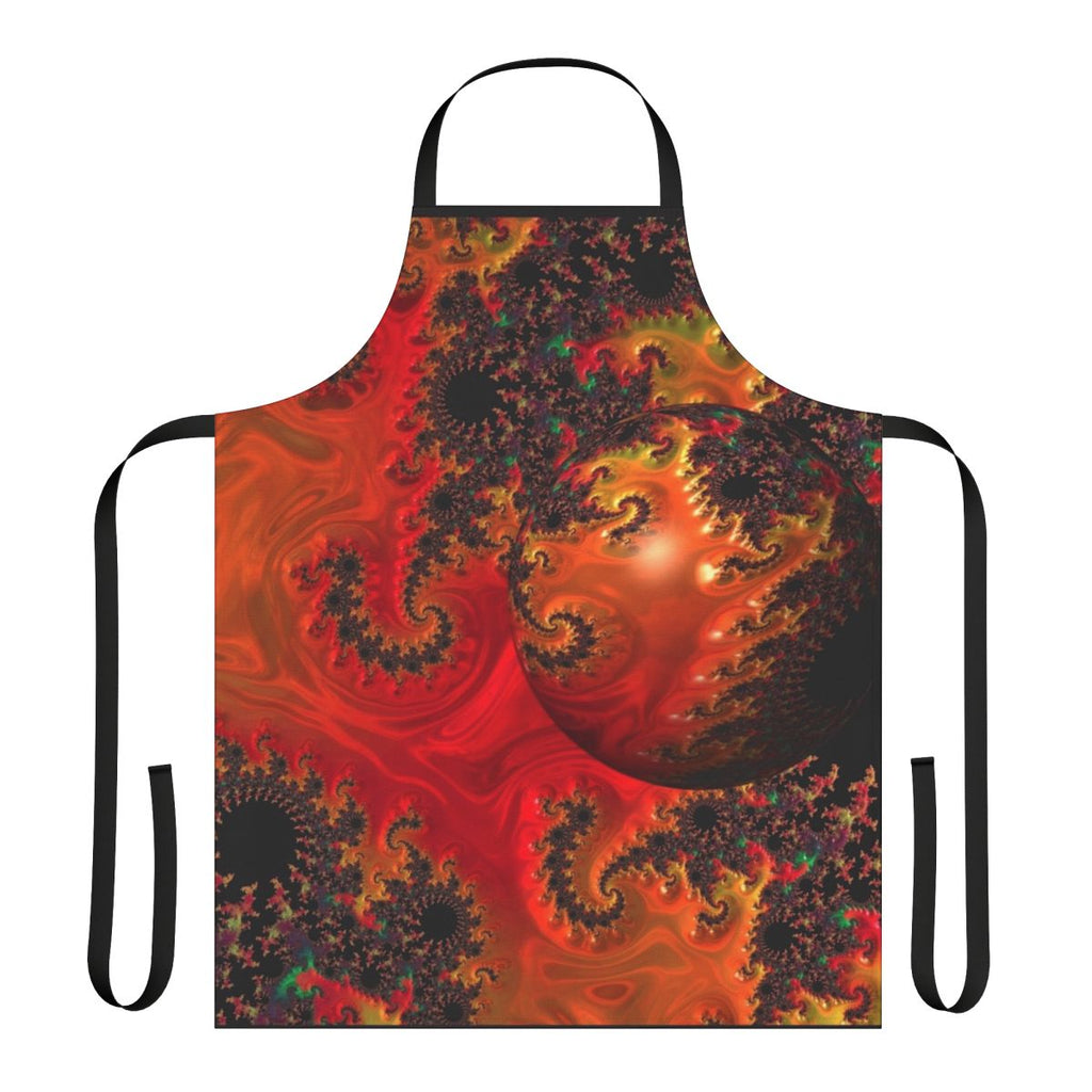 Colorful abstract art apron featuring mandelbrots, fractals, and spherical patterns