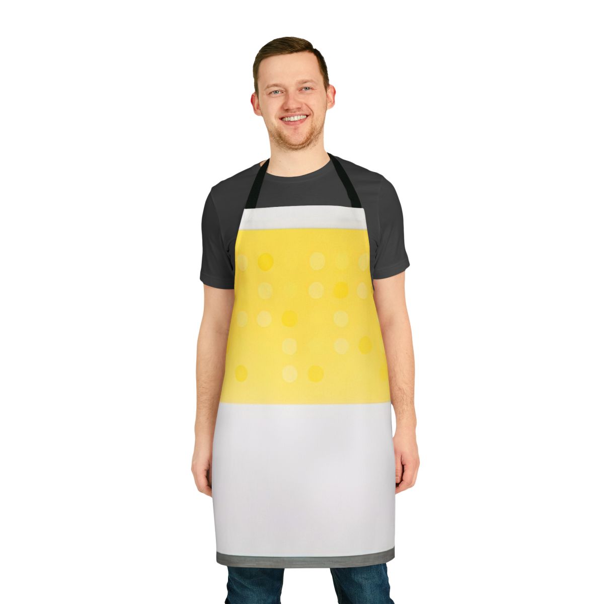 Vibrant abstract art apron featuring geometric optical patterns in the style of Thomas Downing