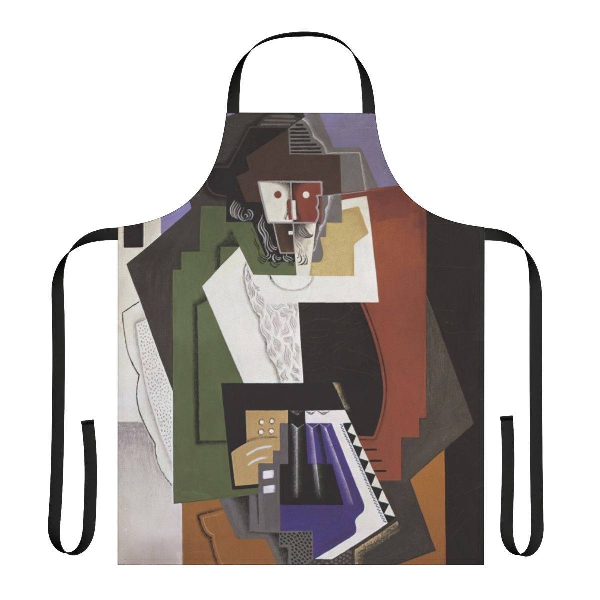 Colorful abstract art apron featuring geometric shapes and dynamic movement, inspired by the works of Italian Futurist painter Gino Severini.
