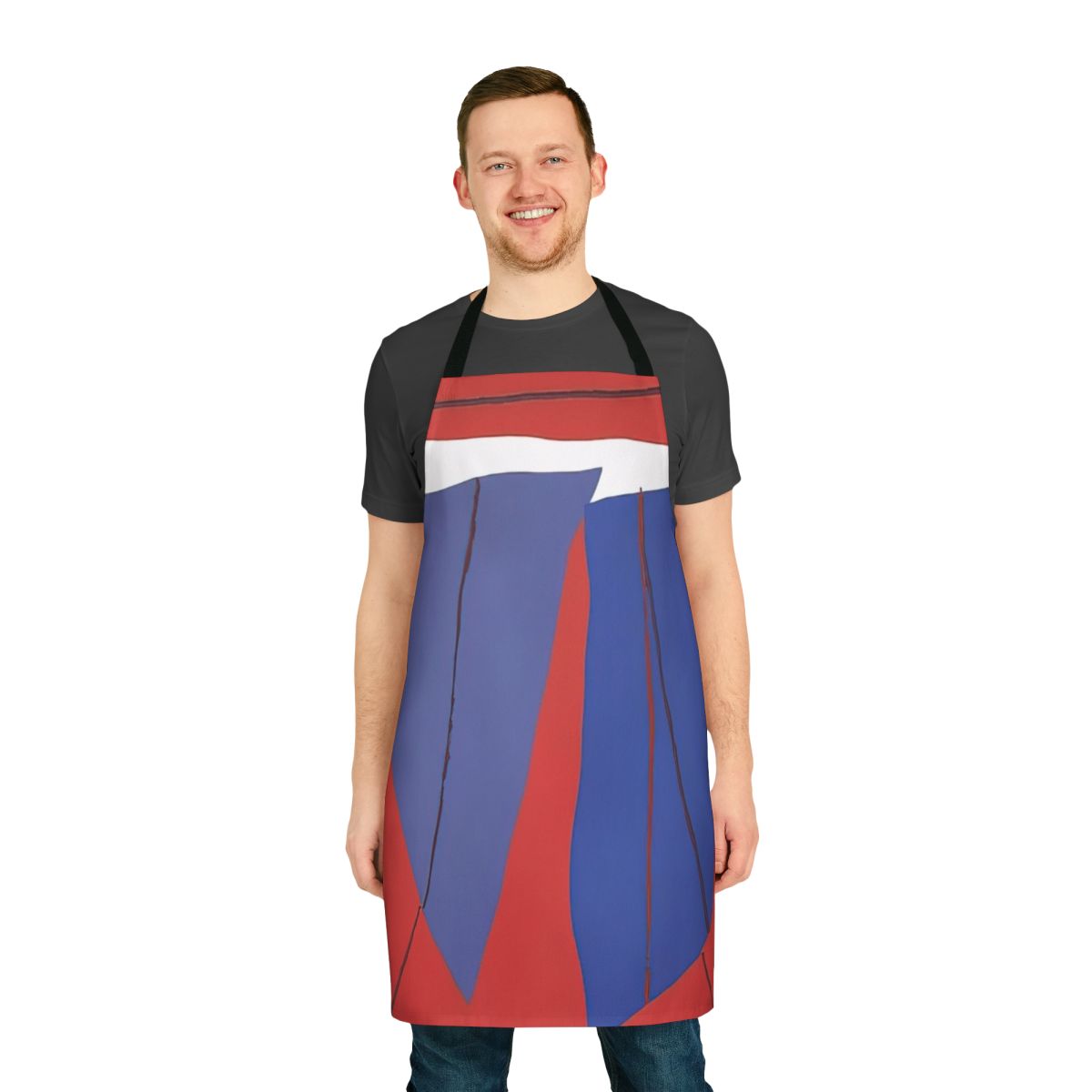 Stylish apron featuring vibrant abstract art design in the style of American artist Ray Parker