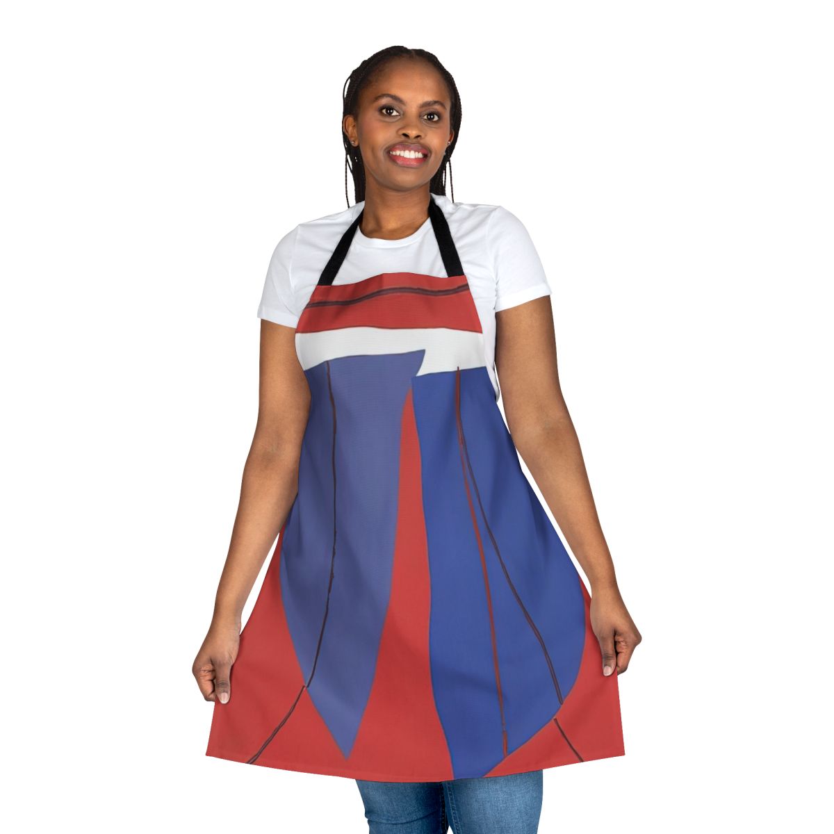 Stylish apron featuring vibrant abstract art design in the style of American artist Ray Parker