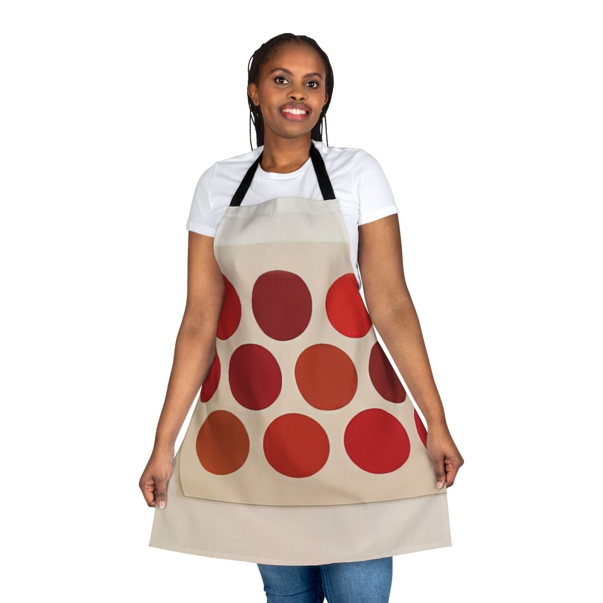 Apron featuring a vibrant abstract art design inspired by the work of American painter Thomas Downing