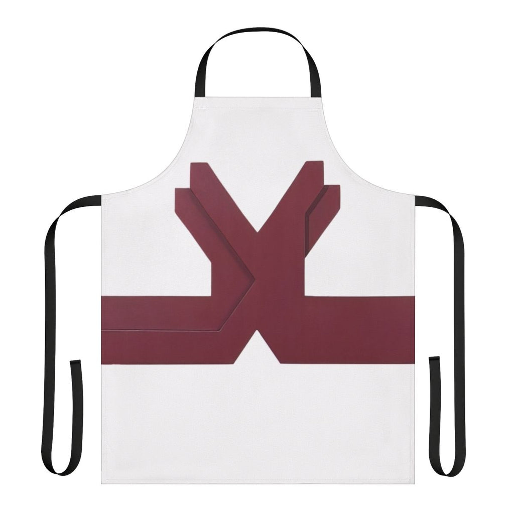 Apron featuring an abstract, geometric design in vibrant colors inspired by the artwork of American painter Thomas Downing.