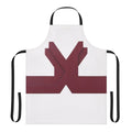 Apron featuring an abstract, geometric design in vibrant colors inspired by the artwork of American painter Thomas Downing.
