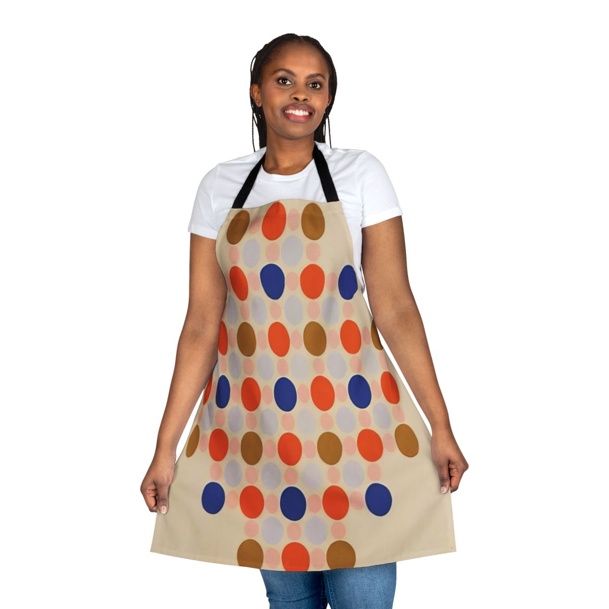 Apron featuring a vibrant abstract art design inspired by the paintings of American artist Thomas Downing