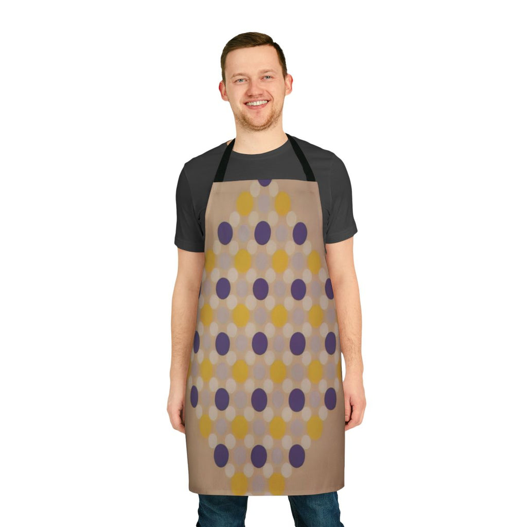 Apron featuring a vibrant abstract art design inspired by the work of American painter Thomas Downing.