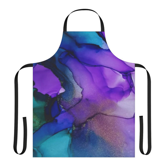 Orspell abstract ink art apron featuring vibrant fluid colors and patterns
