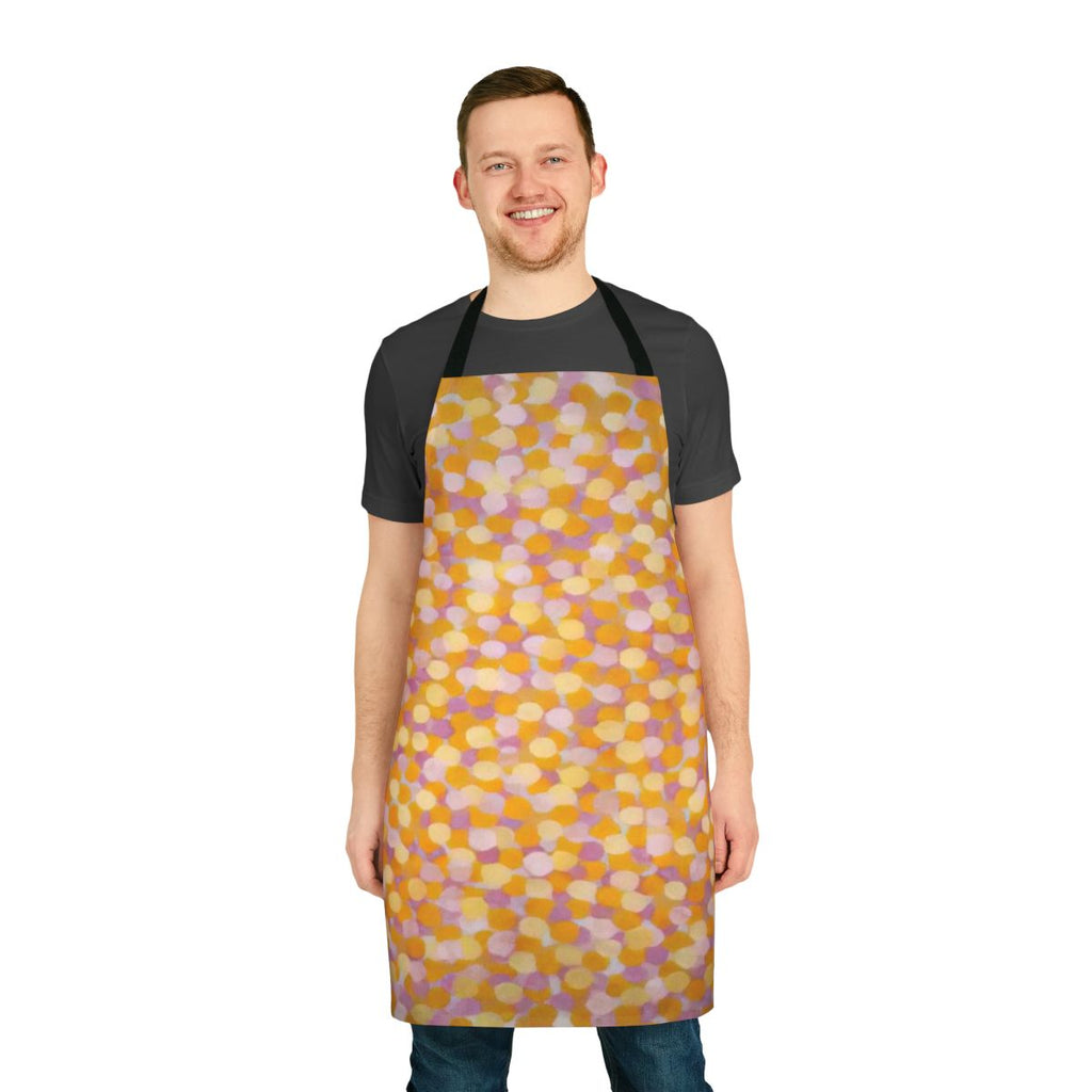 Colorful abstract geometric design apron featuring the artwork of American painter Thomas Downing