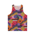 Vibrant abstract art unisex tank top with geometric designs