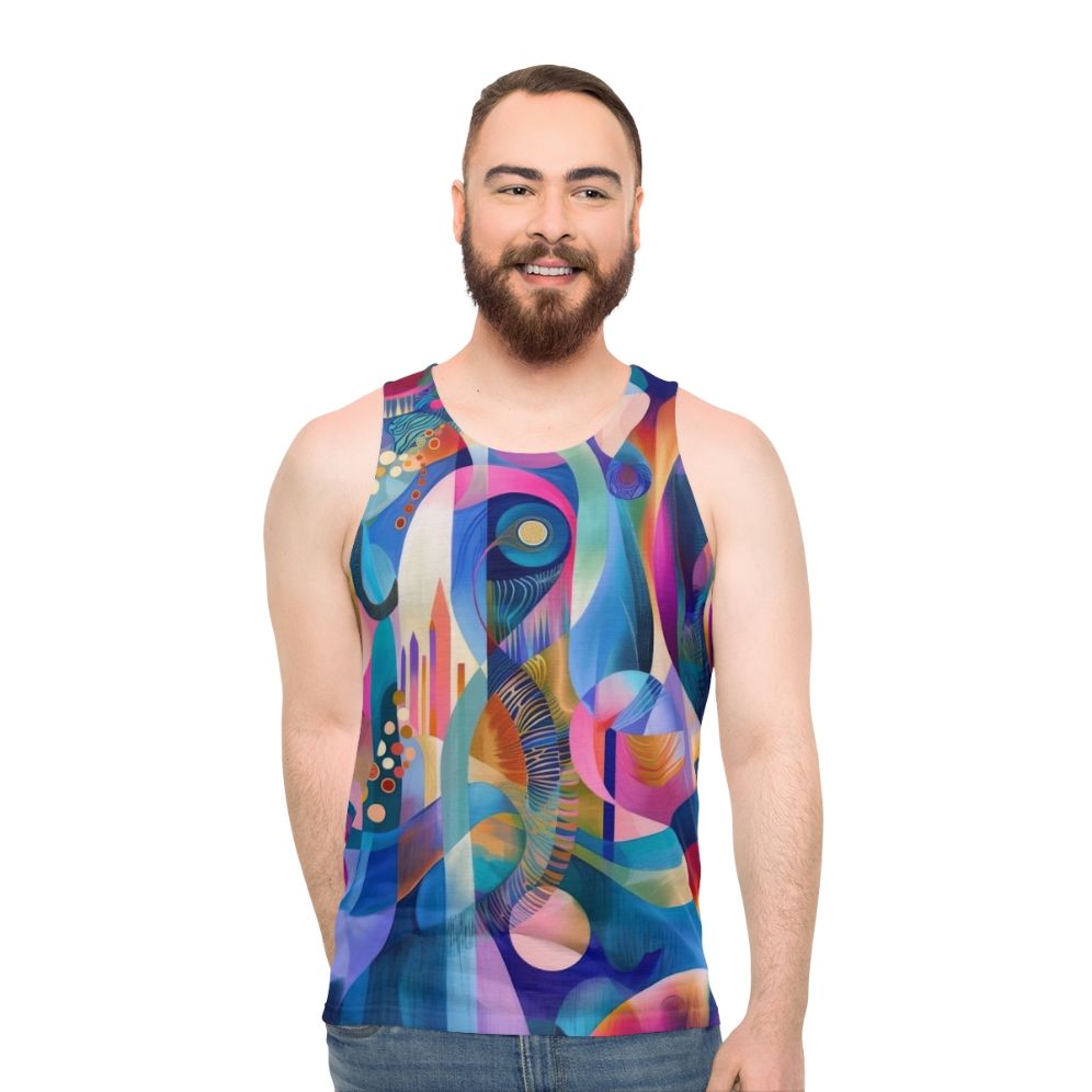 Vibrant abstract church geometric pattern tank top