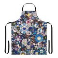 Colorful abstract floral design inspired by the artwork of Takashi Murakami, printed on a high-quality kitchen apron.