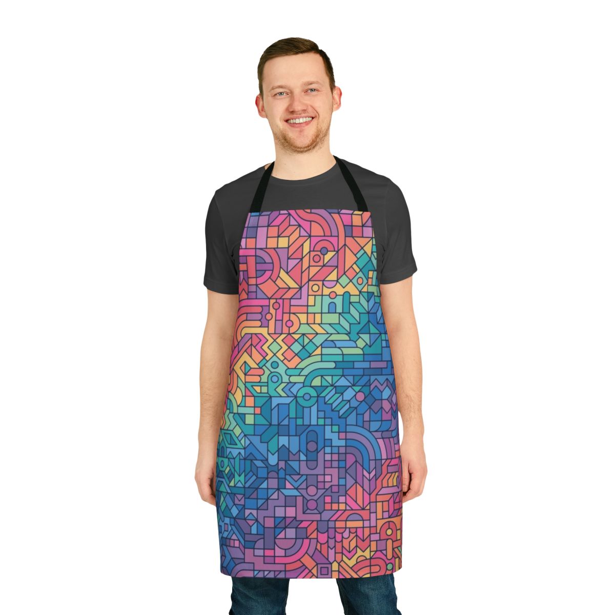 Colorful abstract geometric pattern on an apron