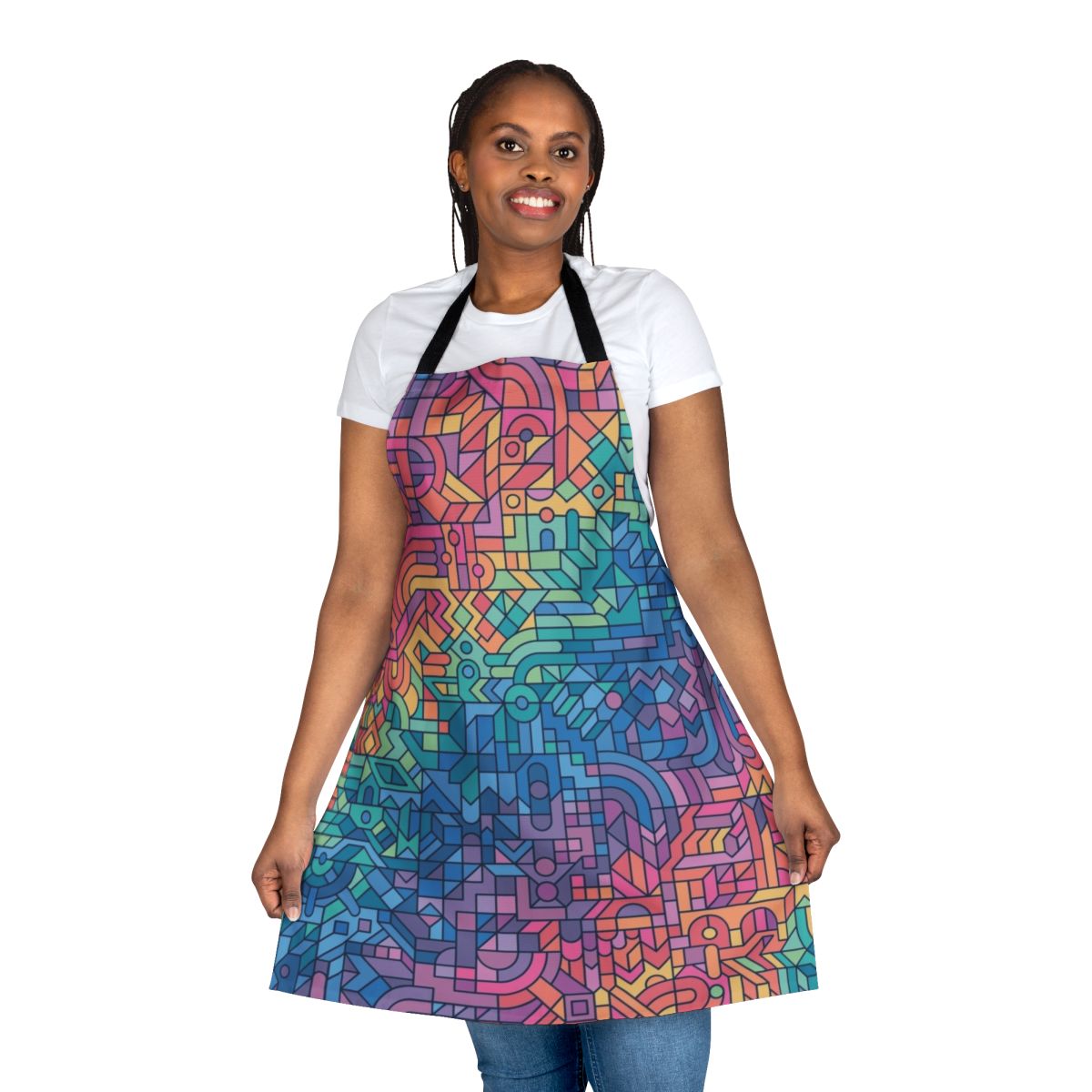 Colorful abstract geometric pattern on an apron