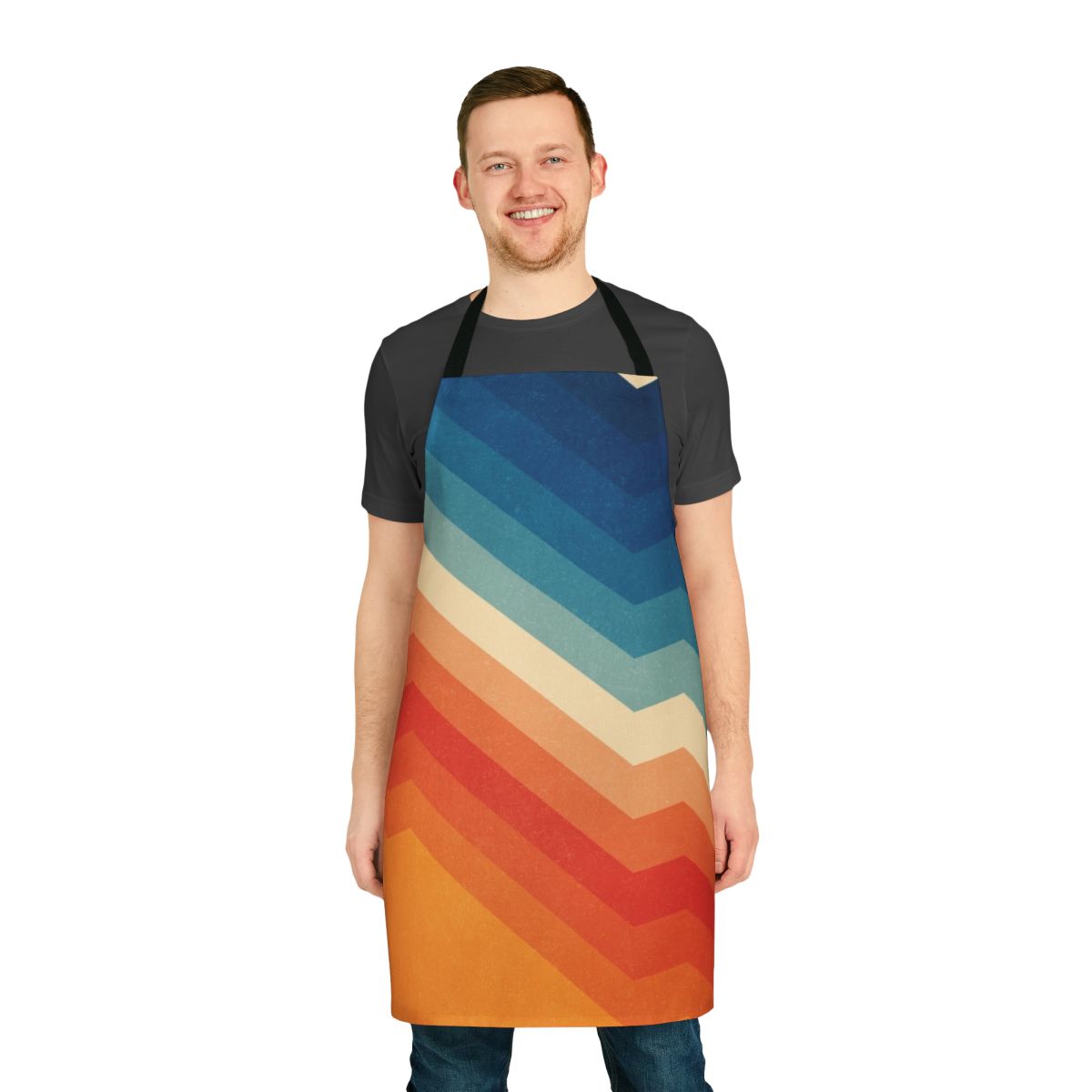Multicolored abstract geometric patterned apron