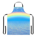 Multicolored abstract patterned apron with a rainbow design, ideal for the kitchen