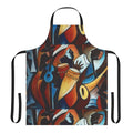 A colorful and artistic apron featuring bold, rhythmic patterns inspired by jazz and Latin music.