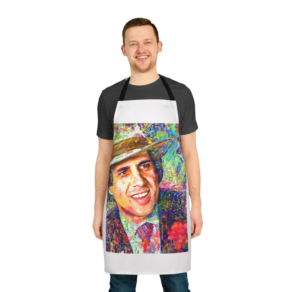 Adriano Celentano inspired impressionist portrait artwork printed on a high-quality kitchen apron