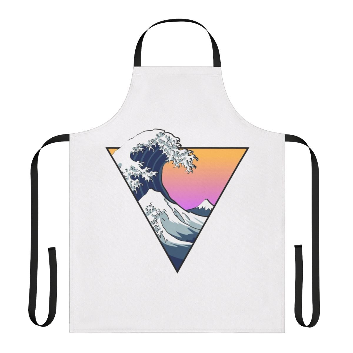 Apron with a vibrant, faded gradient design inspired by the famous "Great Wave off Kanagawa" woodblock print by Hokusai