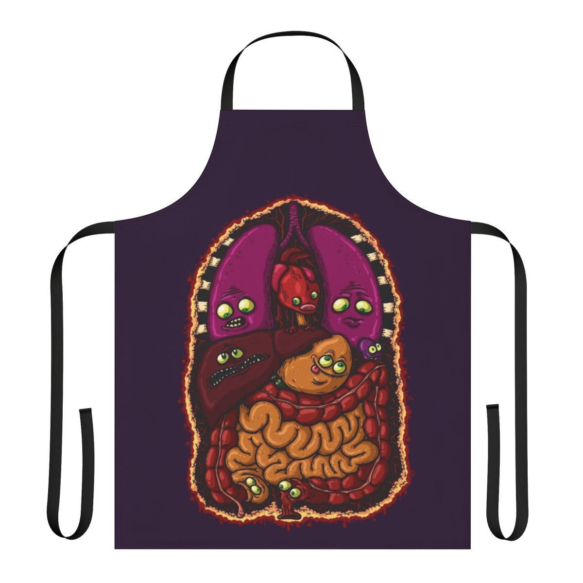 Vibrant apron featuring detailed illustrations of the human body's internal organs.