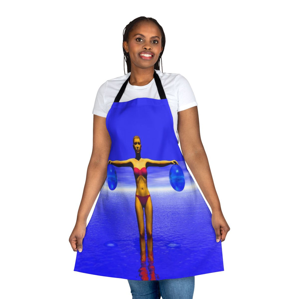 Colorful and whimsical apron with a balance of fantasy and nature-inspired designs