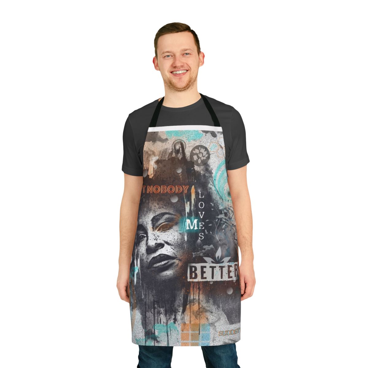 Vibrant and colorful apron featuring the name and likeness of Chaka Khan, the iconic disco and R&B singer.