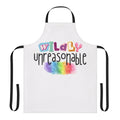 Colorful, bold apron with a pride-inspired design