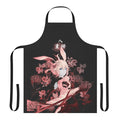 Fiery Higanbana flowers and a Japanese Samurai katana design on a high-quality apron.