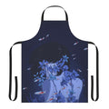 Vibrant blue apron with anime-inspired floral and fish motif