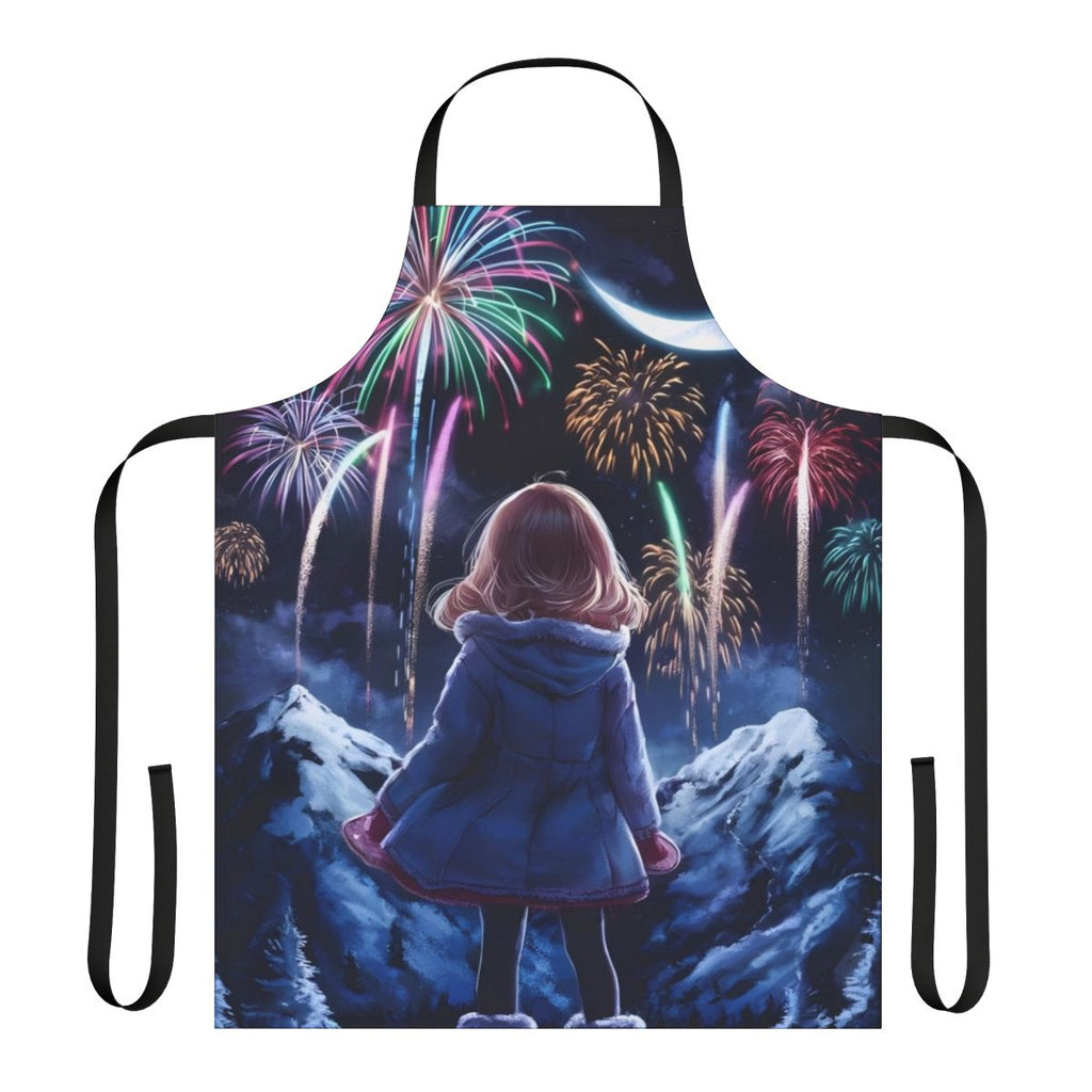 Colorful anime-style apron featuring a vibrant fireworks scene