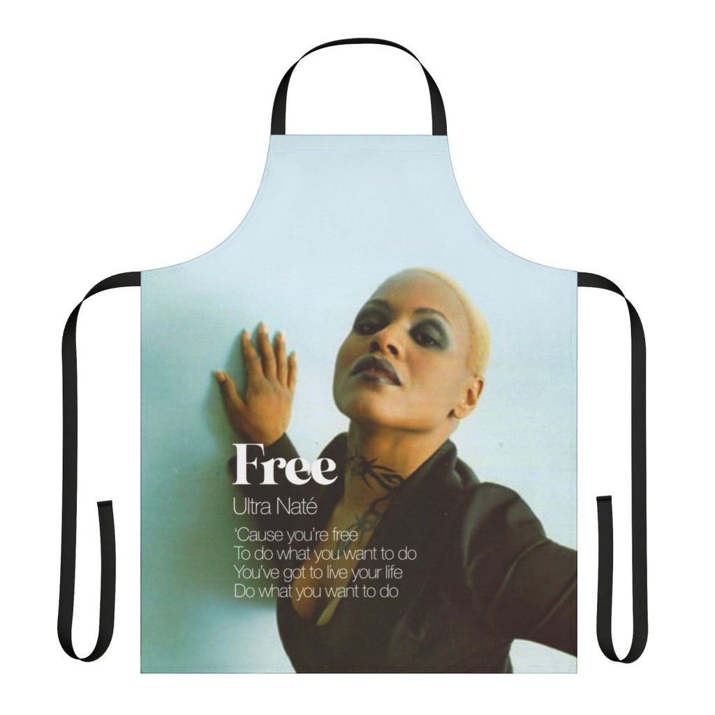 Colorful apron featuring a retro house music album cover design