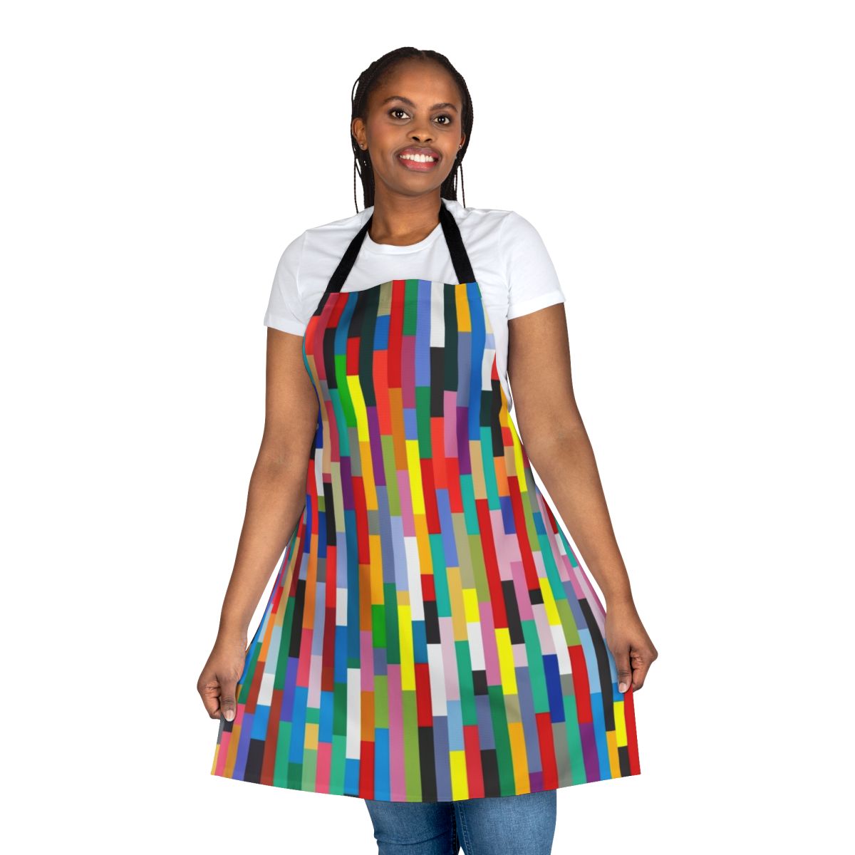 Colorful apron featuring a graphic design inspired by the legendary composer Johann Sebastian Bach