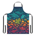Apron featuring a vibrant, cartoon-style design of various aquatic sea creatures and marine life.