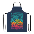 Colorful apron featuring an underwater scene with various marine animals and sea creatures
