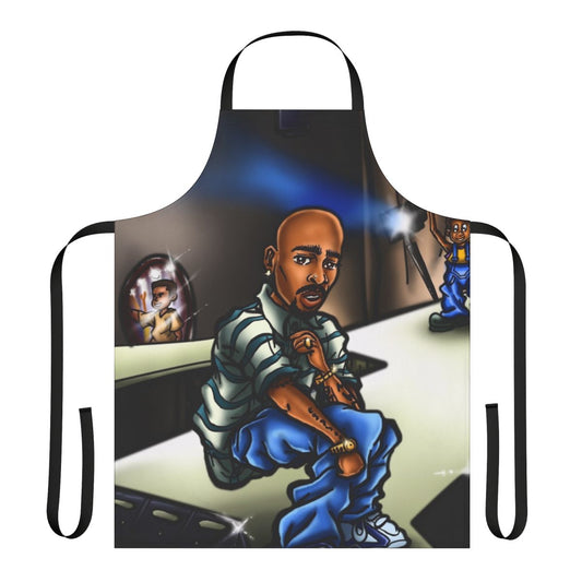 Stylish apron featuring a vibrant mural art, airbrush, and anime-inspired design