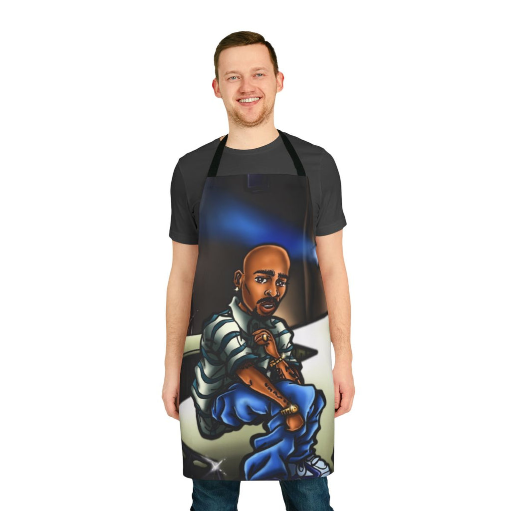 Stylish apron featuring a vibrant mural art, airbrush, and anime-inspired design