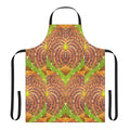 Vibrant autumn-themed apron with an abstract, organic pattern in warm fall colors