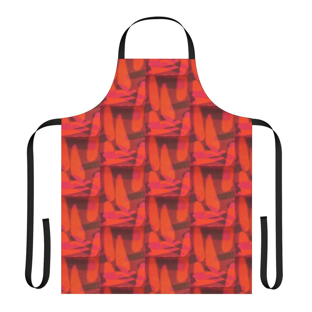 Vibrant orange and red autumn leaves design on an apron