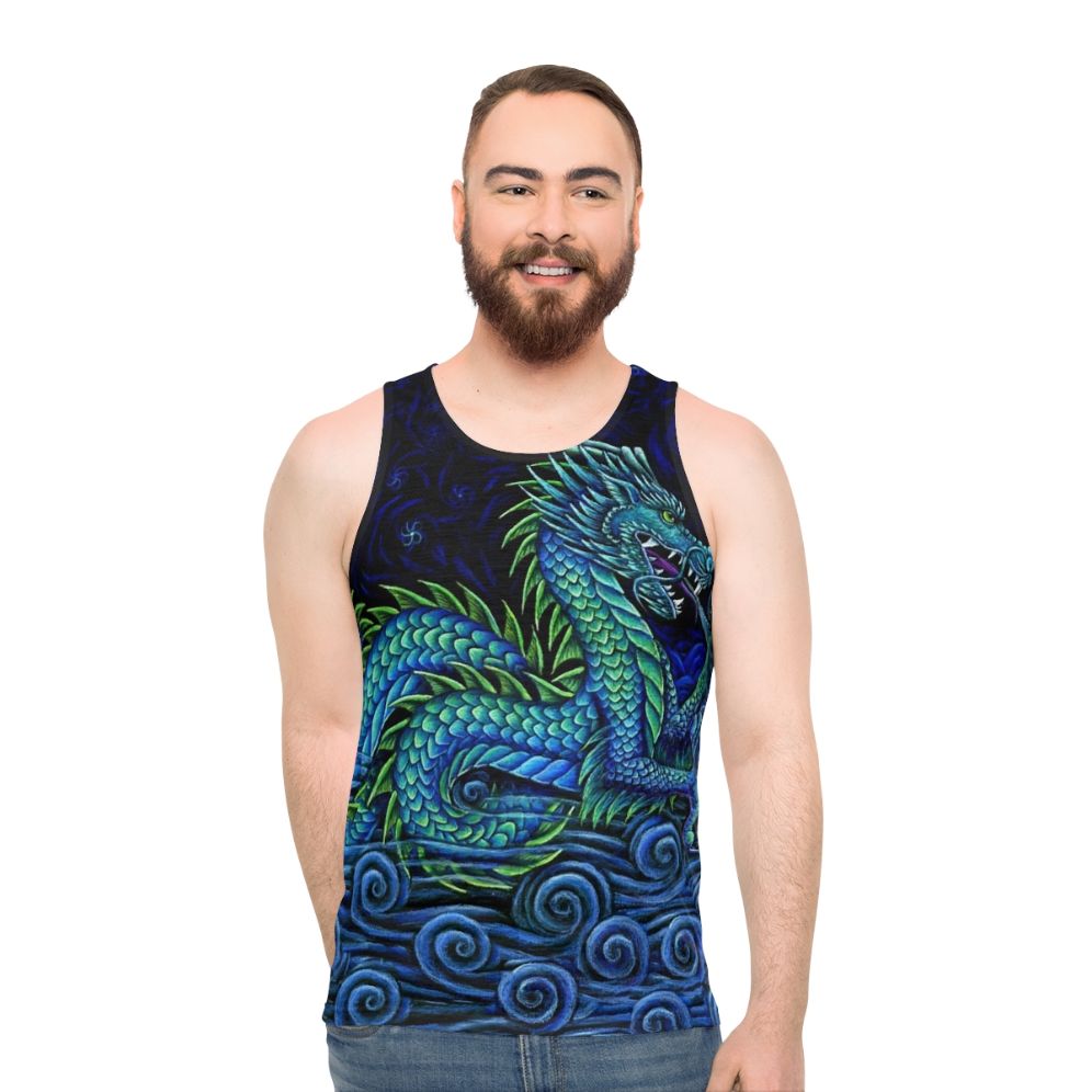 Vibrant Azure Dragon Unisex Tank Top