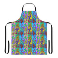 Colorful pop art inspired balloon dog design on a durable kitchen apron