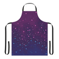 Stylish 8-bit galaxy apron with bisexual pride colors and cosmic pixel art design