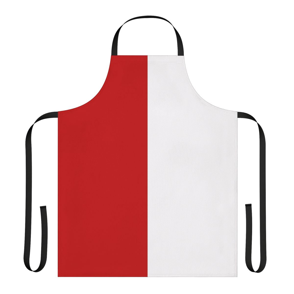 Colorful bicolor apron in striking red and white design