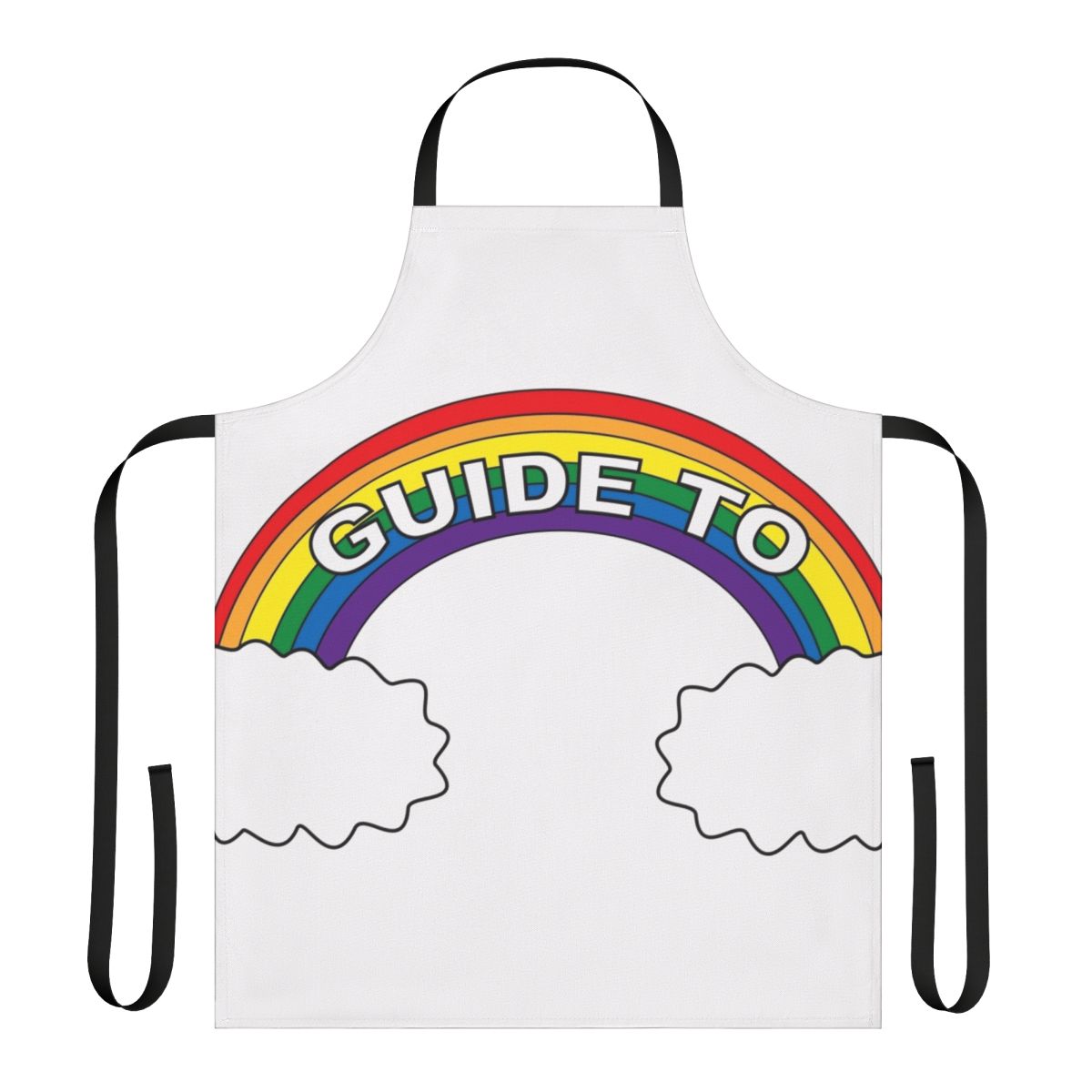 Colorful Big Mouth themed apron with cloud and rainbow design